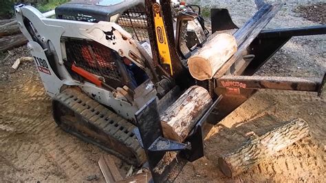 youtube homemade wood splitter for skid steer|bobcat attachments wood cutter splitter.